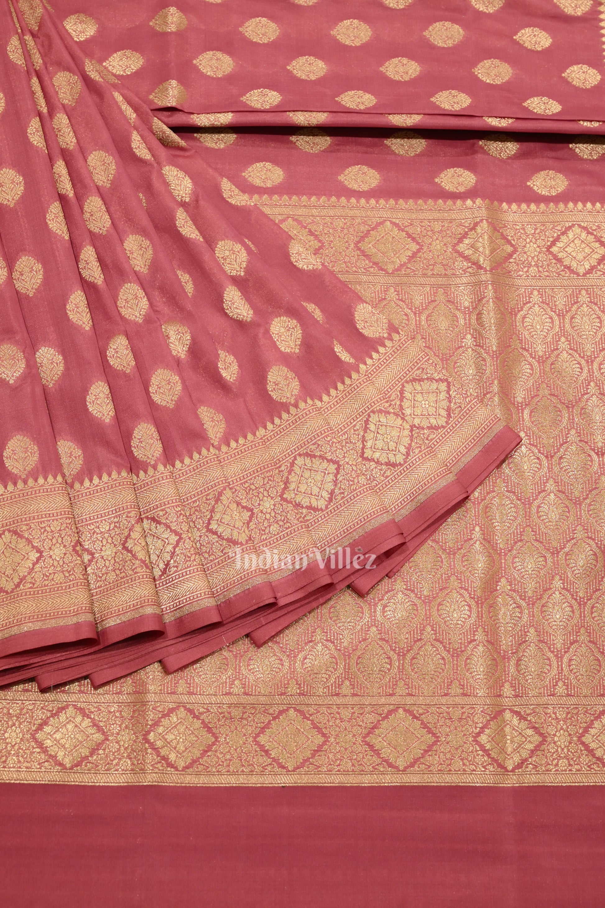 Onion Pink Soft Pure Mashru Satin Silk Banarasi Saree