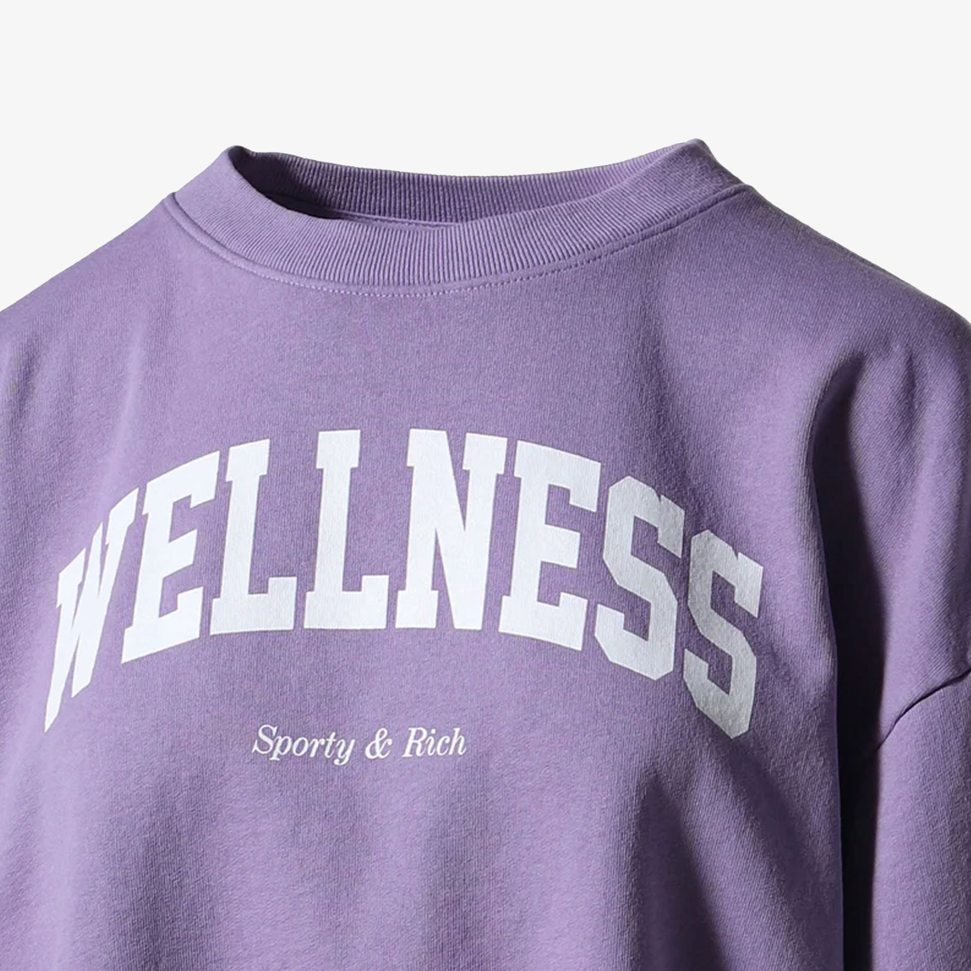 SPORTY & RICH | WELLNESS IVY CROPPED CREWNECK { VIOLET/WHITE