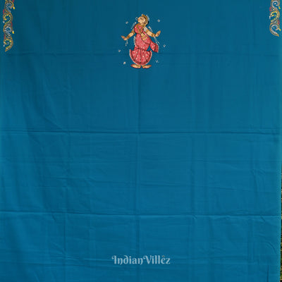 Sky Blue Nartaki Theme Pattachitra Kurti Dress Material (pre Order)