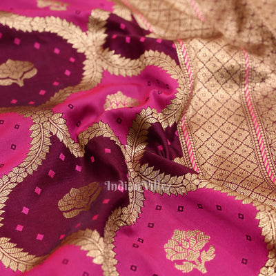 Rani Pink Rangkart Mashru Satin Silk Banarasi Saree