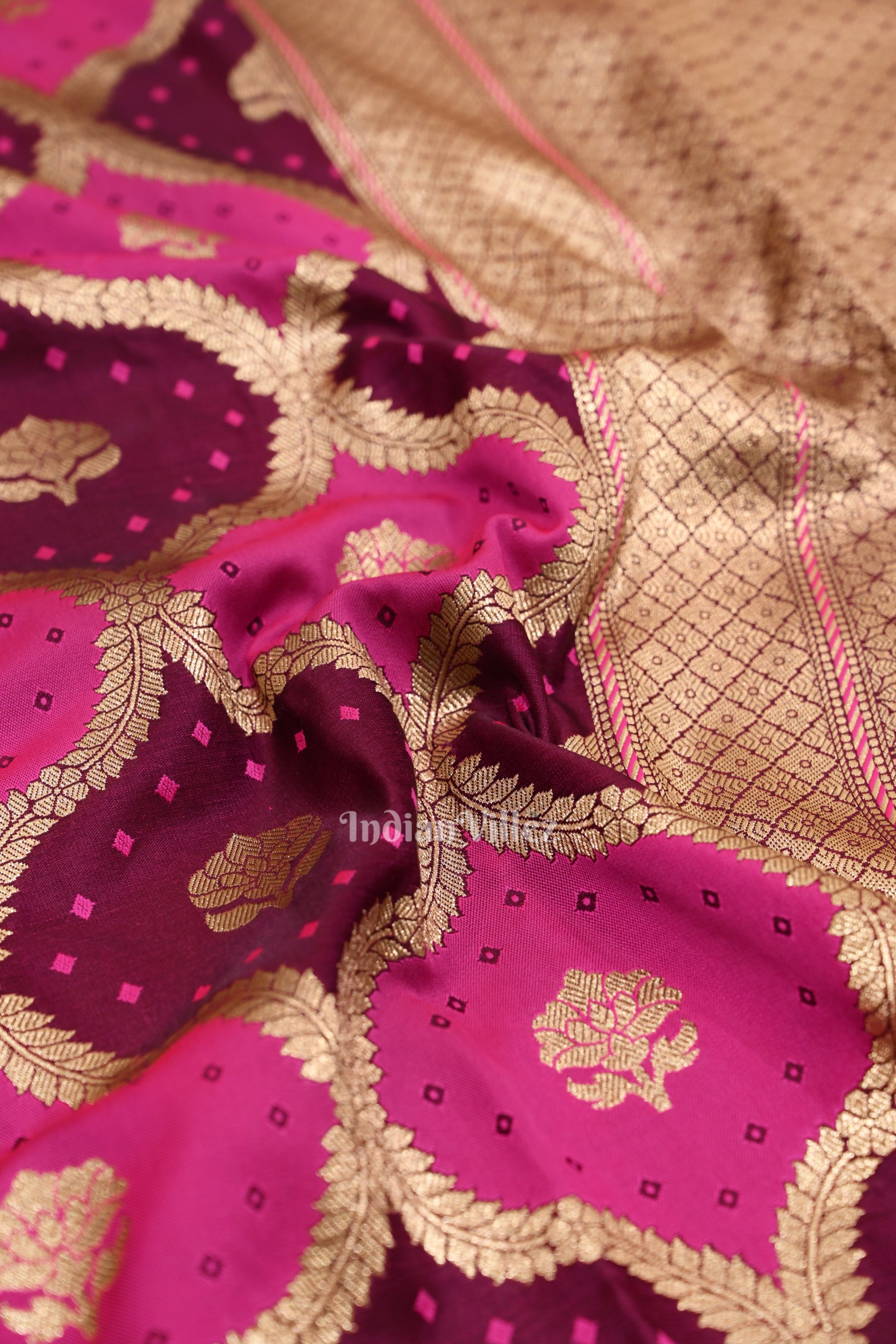 Rani Pink Rangkart Mashru Satin Silk Banarasi Saree