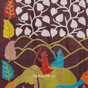 Exclusive Tussar Kantha Stitch Hand Embroidered Saree