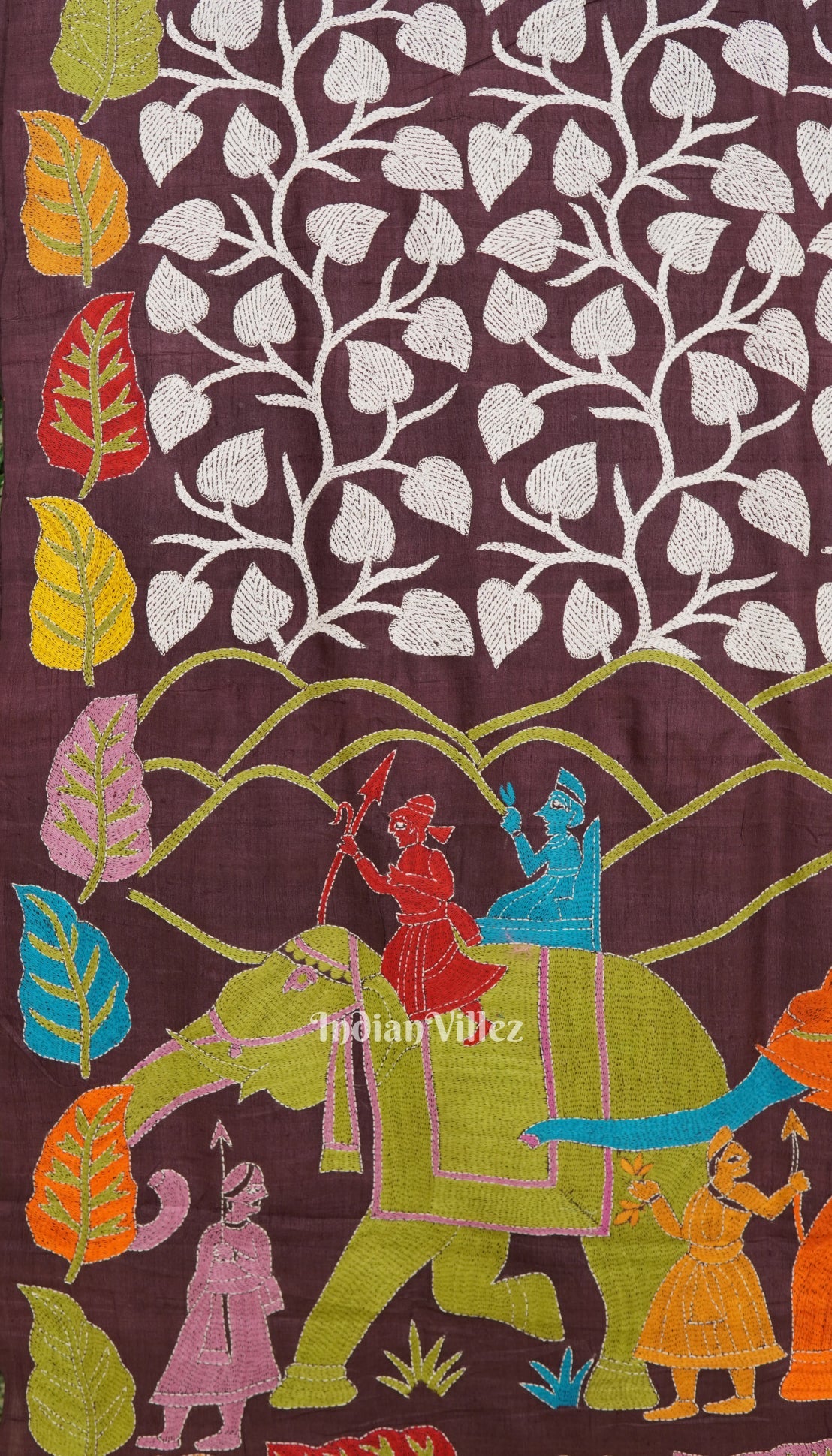 Exclusive Tussar Kantha Stitch Hand Embroidered Saree