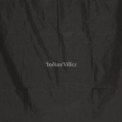 Black Sitar Instrument Hand-Painted Pattachitra Saree