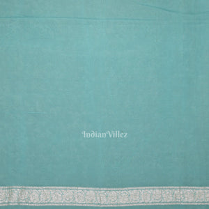 Light Blue Pure Khaddi Chiffon Banarasi Saree