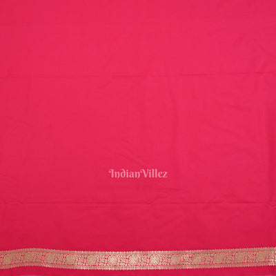 Bridal Wedding Hot Pink Soft Pure Mashru Satin Silk Banarasi Saree