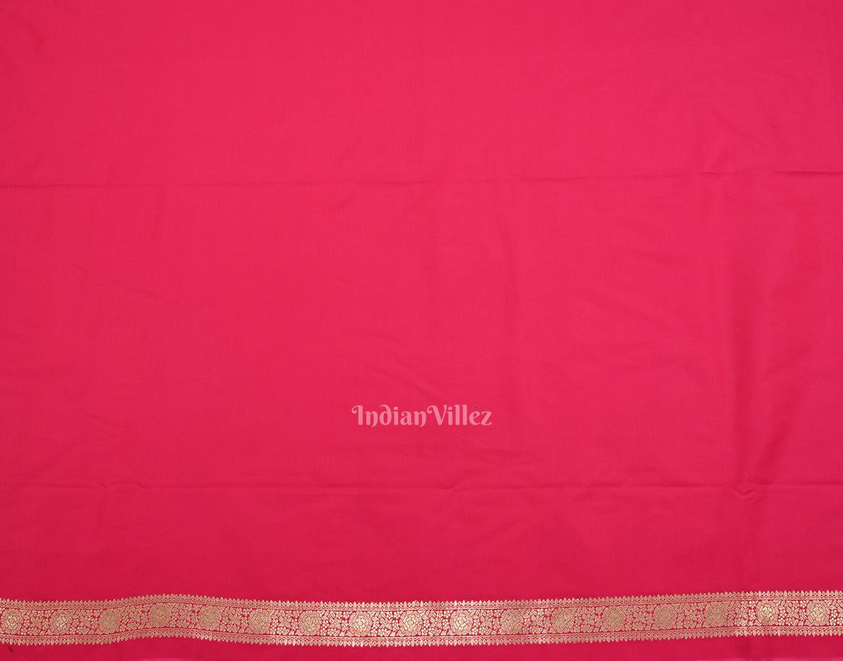Bridal Wedding Hot Pink Soft Pure Mashru Satin Silk Banarasi Saree