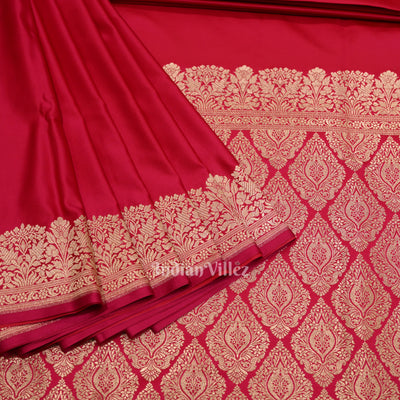 Exclusive Bright Pink Pure Soft Mashru Satin Silk Banarasi Saree