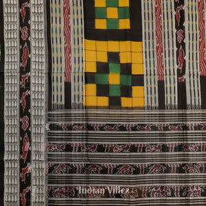 Yellow Black Odisha Ikat Pasapali Bichitrapuri Silk Saree