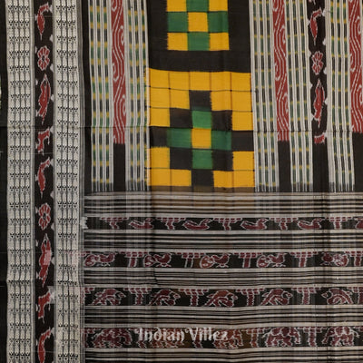 Yellow Black Odisha Ikat Pasapali Bichitrapuri Silk Saree