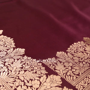 Plum Purple Soft Pure Mashru Satin Silk Banarasi Saree