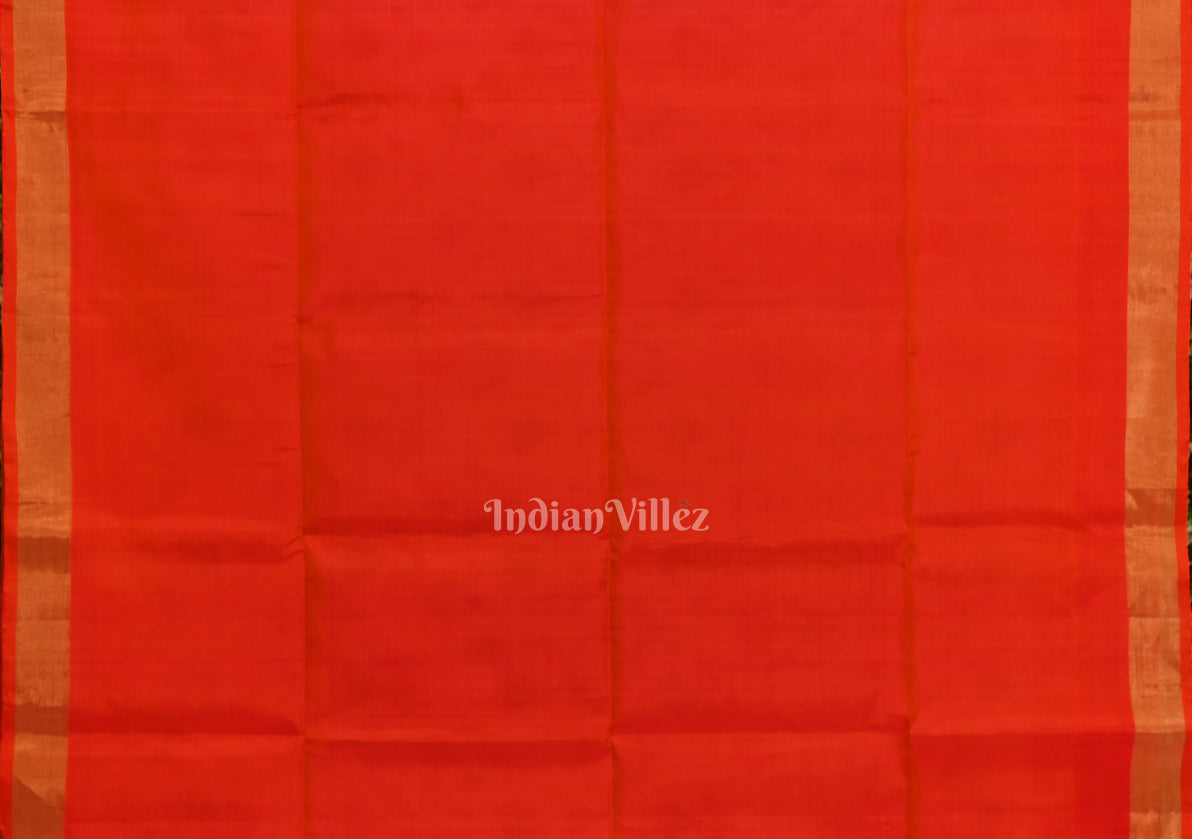 Exclusive White with Red Floral Theme Handloom Pochampally Ikat Saree