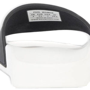 Balenciaga Pool Slides Logo White Black Alternate