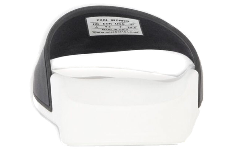 Balenciaga Pool Slides Logo White Black Alternate
