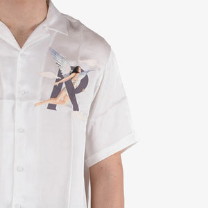 Represent | STORMS IN HEAVEN SATIN SHIRT  { FLAT WHITE