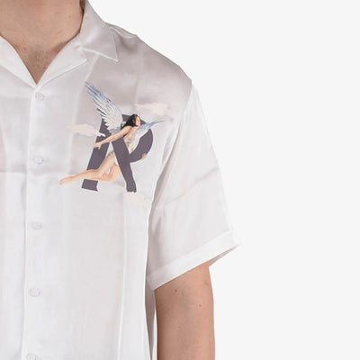 Represent | STORMS IN HEAVEN SATIN SHIRT  { FLAT WHITE