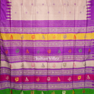 Lavender & Purple With Multicolor Double Pallu Berhampuri Silk Saree