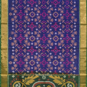 Blue Pochampally Ikat Sico (Silk & Cotton) Saree with Zari Border