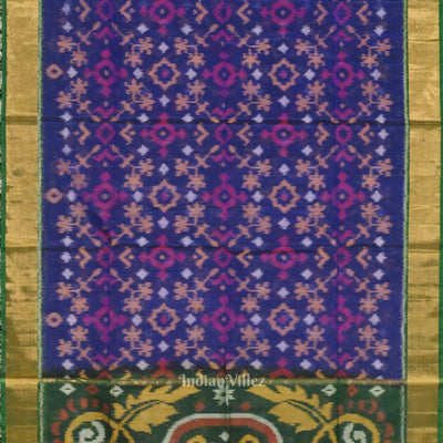 Blue Pochampally Ikat Sico (Silk & Cotton) Saree with Zari Border