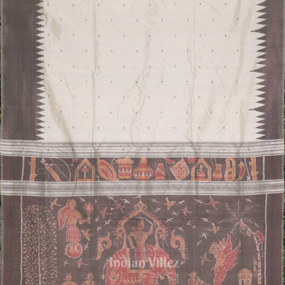 Off White with Silver Zari (Tissue) Phoda Kumbha Sambalpuri Silk Saree
