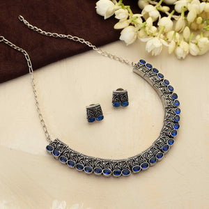 trueBrowns Silver Tone Beaded Necklace Set