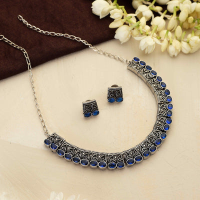 trueBrowns Silver Tone Beaded Necklace Set