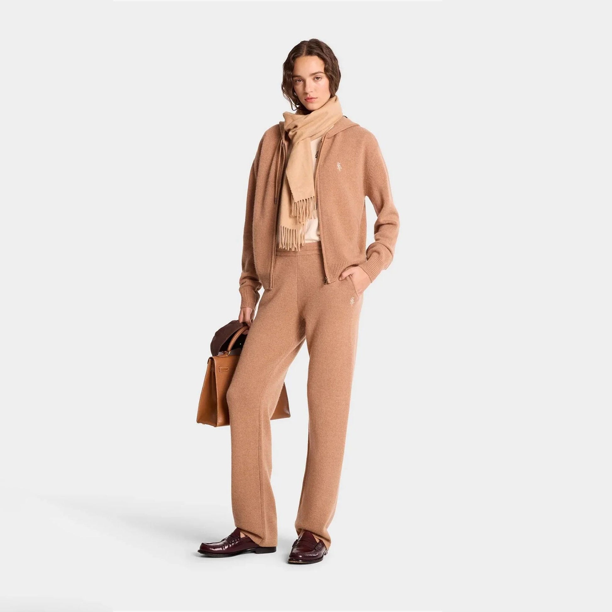 SPORTY & RICH | SRC WOOL CASHMERE TROUSERS { CAMEL