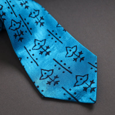 Block Printed Mashru Silk Handmade Necktie for Men