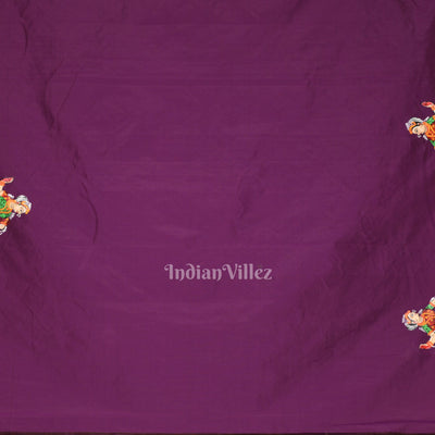 Magenta Pink Raja Doli Theme Hand-Painted Pattachitra Saree