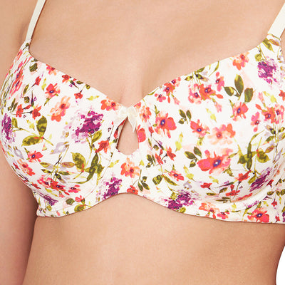 Elegant Dream Padded Wired T-shirt Bra - Watercolour Ditsy Floral Print