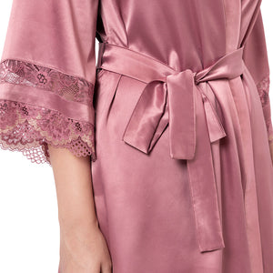 Eternal Bliss Satin Lace Robe - Messa Rose