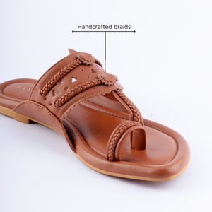 Windsor Tan Solid Kolha Flats
