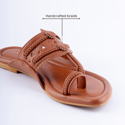 Windsor Tan Solid Kolha Flats