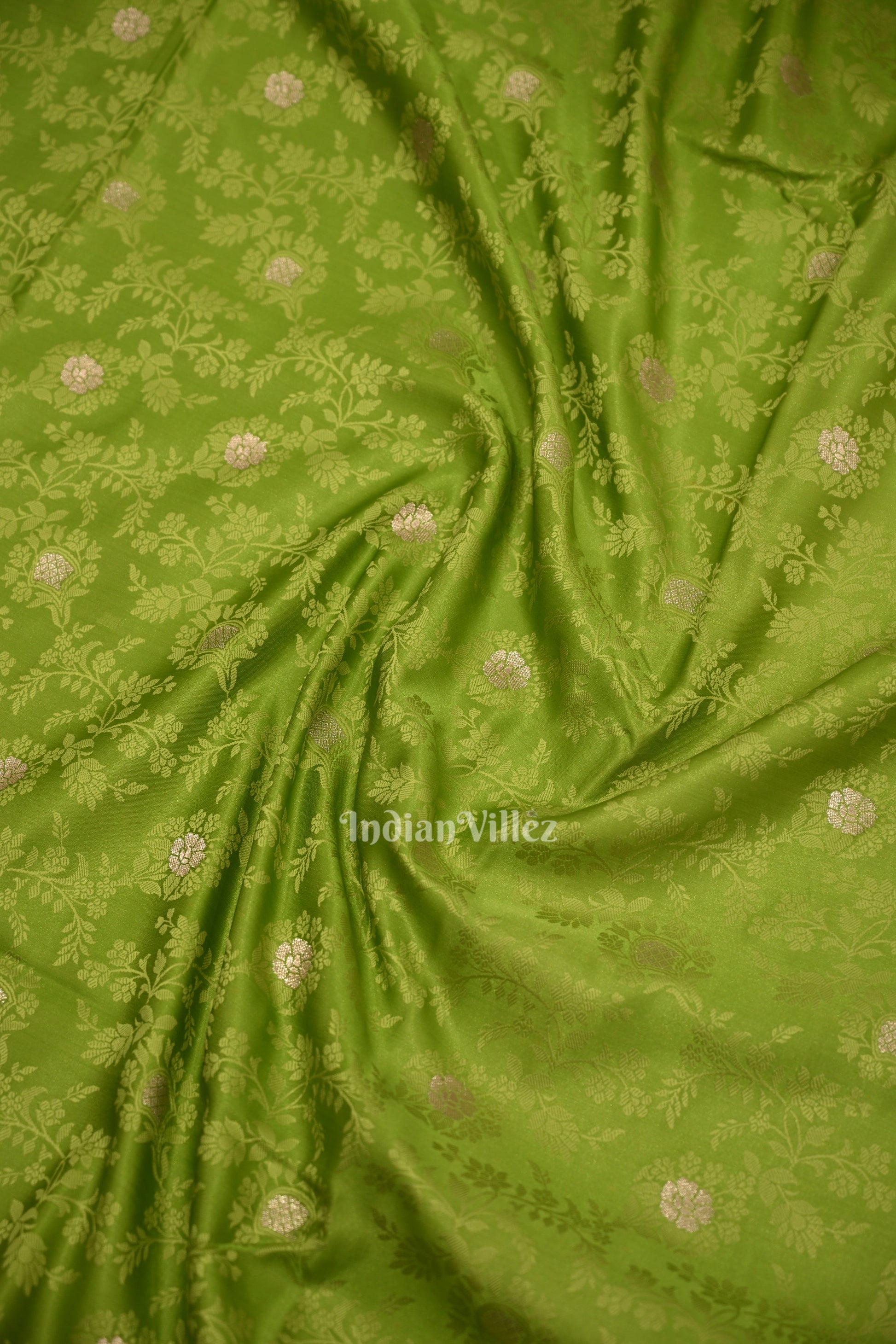 Parrot Green Soft Pure Mashru Satin Silk Banarasi Saree
