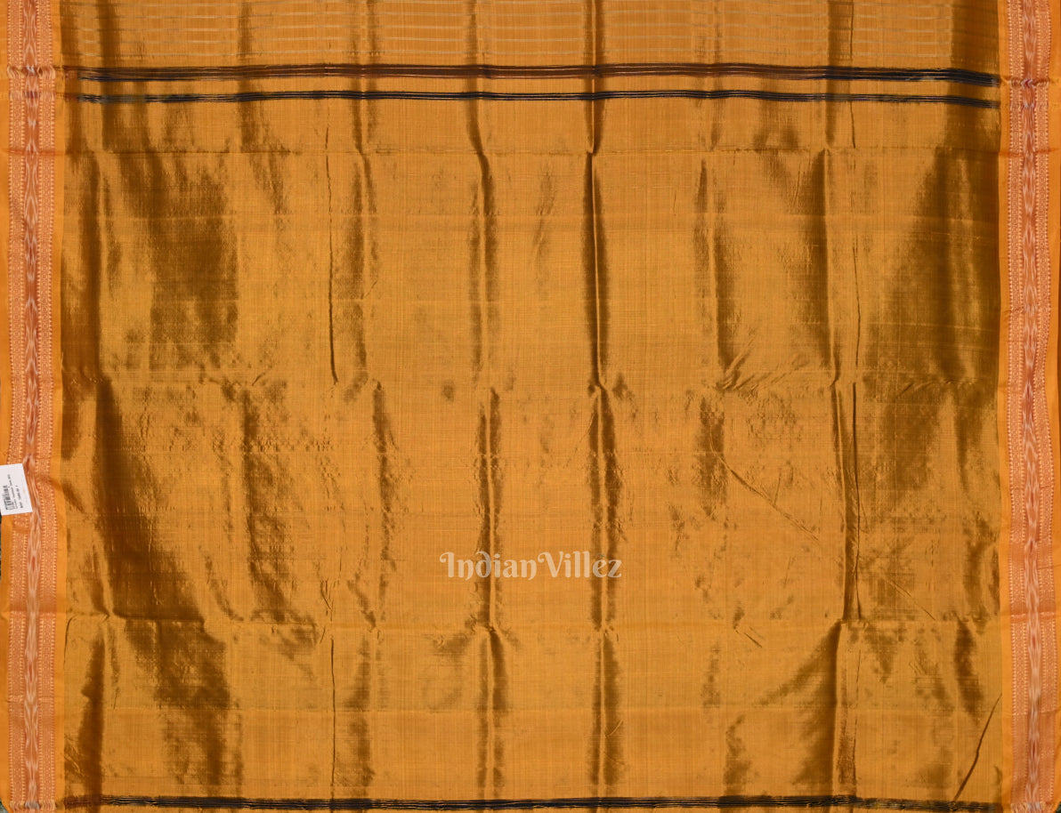 Black Mustard Yellow Tribal Theme Odisha Ikat Khandua Silk Saree