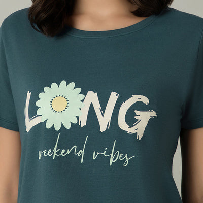 Comfort Sleep Dress - Weekend Vibes Print