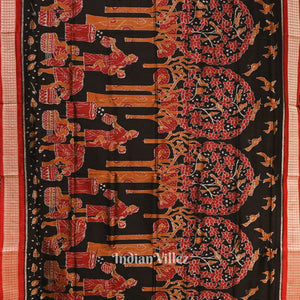 Black Forest Theme Odisha Ikat Sambalpuri Silk Saree