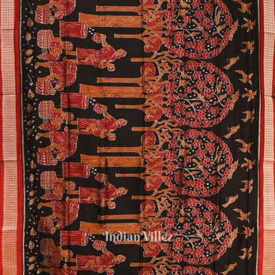 Black Forest Theme Odisha Ikat Sambalpuri Silk Saree