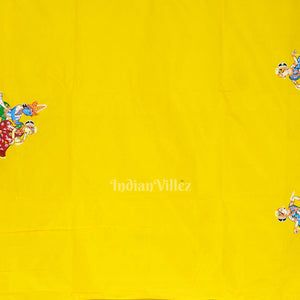 Yellow Kandarpa Rath Hand-painted Pattachitra Saree