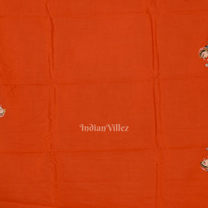 Orange Konark Chakra Nartaki Hand-Painted Pattachitra Saree
