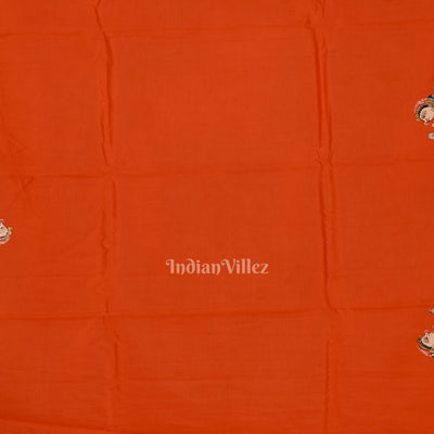 Orange Konark Chakra Nartaki Hand-Painted Pattachitra Saree