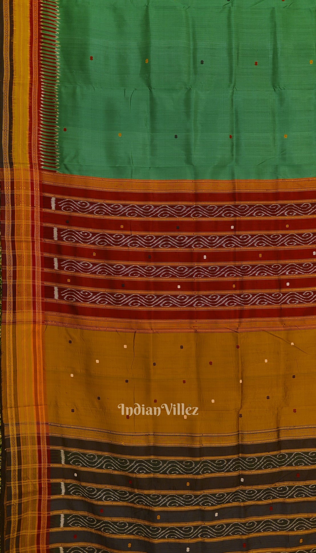Green Kathiphera Odisha Ikat Khandua Silk Saree
