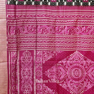 Black Rani Pink Pasapali Theme Sambalpuri Silk Saree