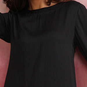 trueBrowns Black Modal Round Neck Kurta Co-ord Set
