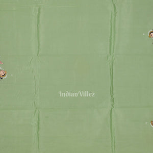 Pista Green Krishna Rasa Leela Hand-Painted Pattachitra Saree (Pre Order)