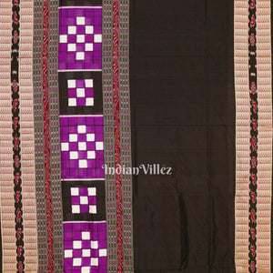 Black Pasapalli Sambalpuri Ikat Silk Saree with Bichitrapuri Border