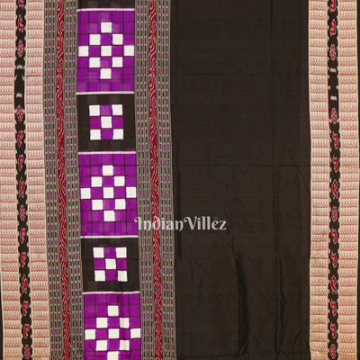 Black Pasapalli Sambalpuri Ikat Silk Saree with Bichitrapuri Border