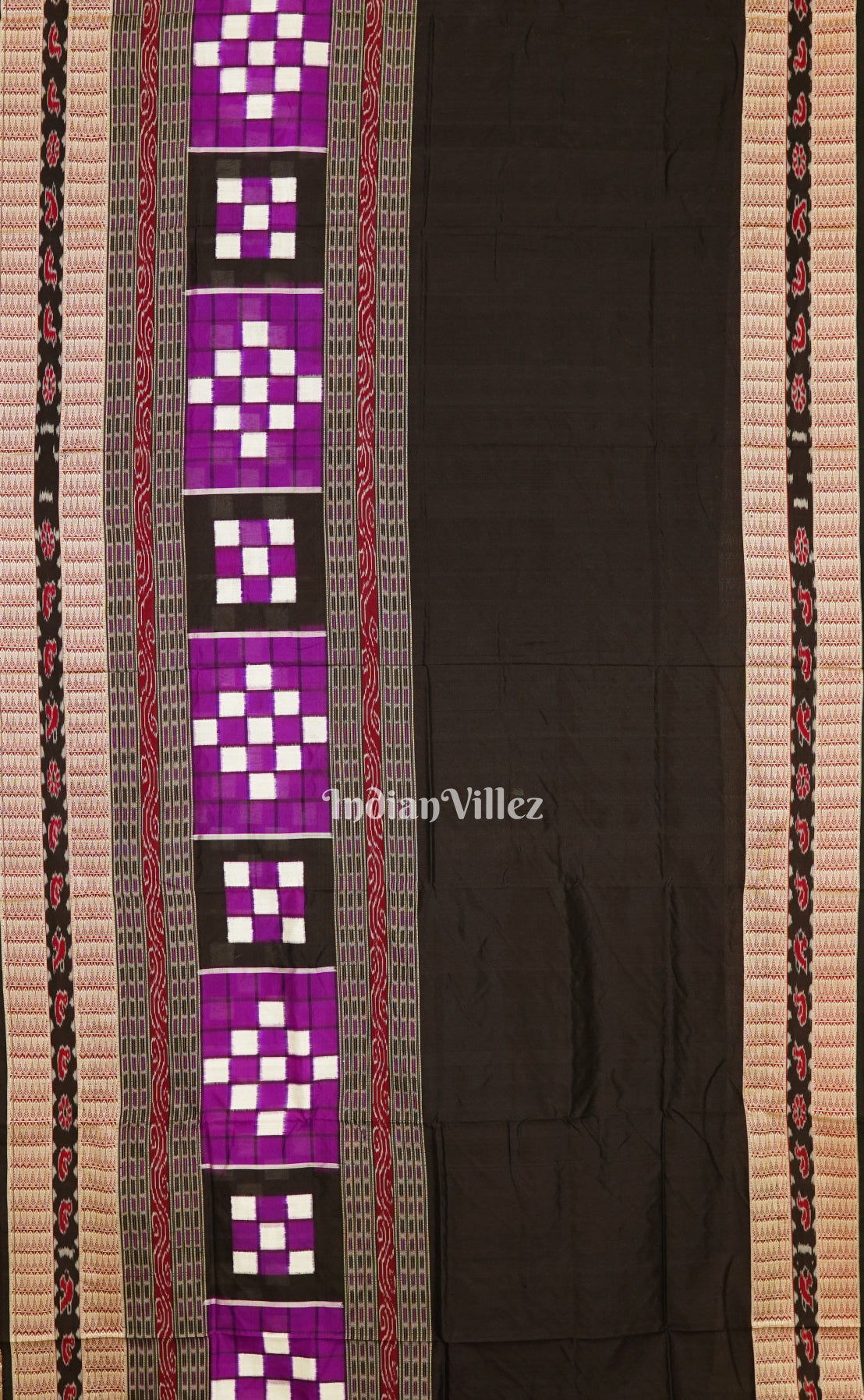 Black Pasapalli Sambalpuri Ikat Silk Saree with Bichitrapuri Border