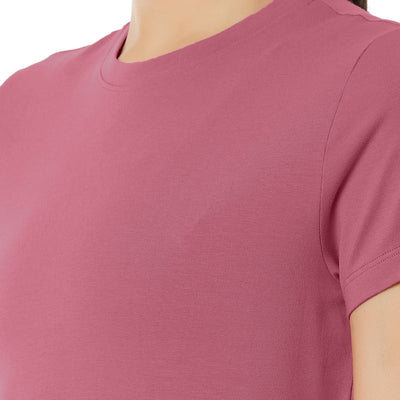 Essential Basic Short Sleeve Round Neck T-Shirt - Heather Rose