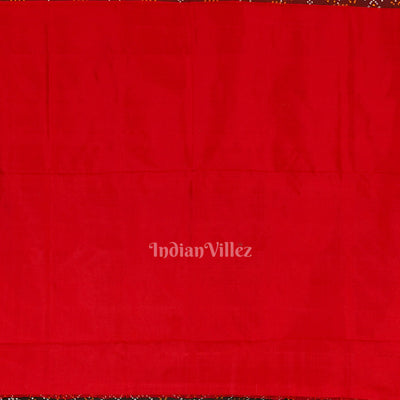 Black Red Floral Motif Pochampally Ikat Handloom Silk Saree